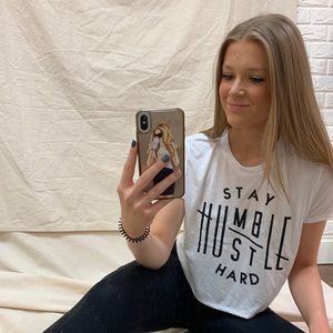 “Stay humble, hustle hard” cropped tee